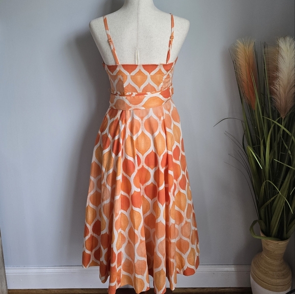 Anthropologie, New, Maeve Freya Coral Poplin Fit & Flare Midi Sun Dress, Size 6 - Picture 7 of 15